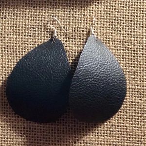 Handmade Faux Leather Teardrop Earrings